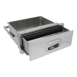 Recessed Stainless Steel Knock Box Drawer